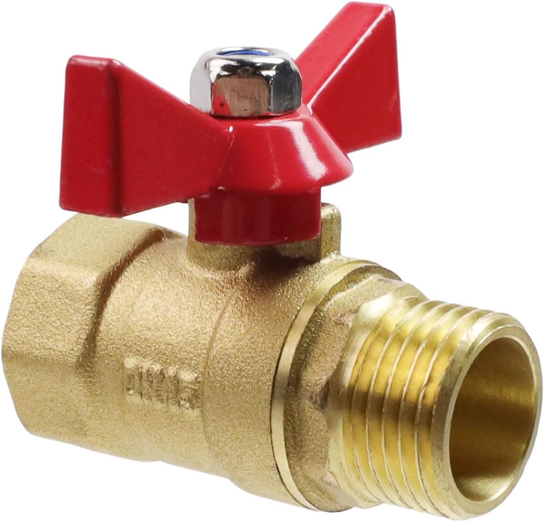 T Tulead Brass Mini Tank Threaded Ball Valve 1/2" NPT Male to Female Ball Valve, with Butterfly Handle