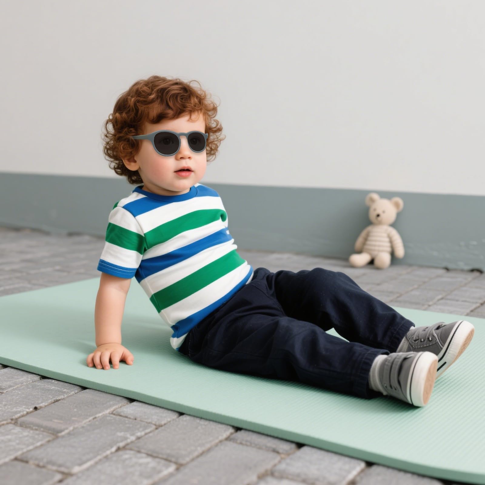 2 lentes de sol polarizados para bebé, lentes de sol ajustables para bebés con correa de silicona suave, protección UV 400 polarizada de alta definición, para niños pequeños, niñas, viajes