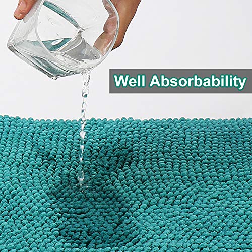 Urvoix 3 Pieces Bathroom Rugs Set, Non-Slip Chenille Bath Rug, Ultra Soft And Super Absorbent Bath Mat For Bathroom, Toilet And Tub (Teal) #TOP4