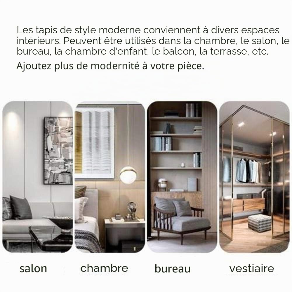 Tapis moderne géométrique jaune gris moutarde lavable pour décoration d'intérieur, salon, tapis élégant, 80 x 120 cm, design contemporain pour ameublement de maison