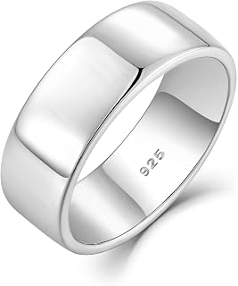 Solid 925 Sterling Silver Ring for Men Women 2MM 3MM 4MM 5MM 7MM 8MM Wedding Band Comfort Fit High Polish