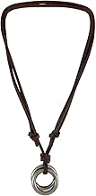 Young & Forever Gift Boho Bohemian Vintage Double Ring Mens Accessories Adjustable Leather Cord Pendant Locket Necklace Neck Chain for Men Fashion Jewellery for Mens and Boys