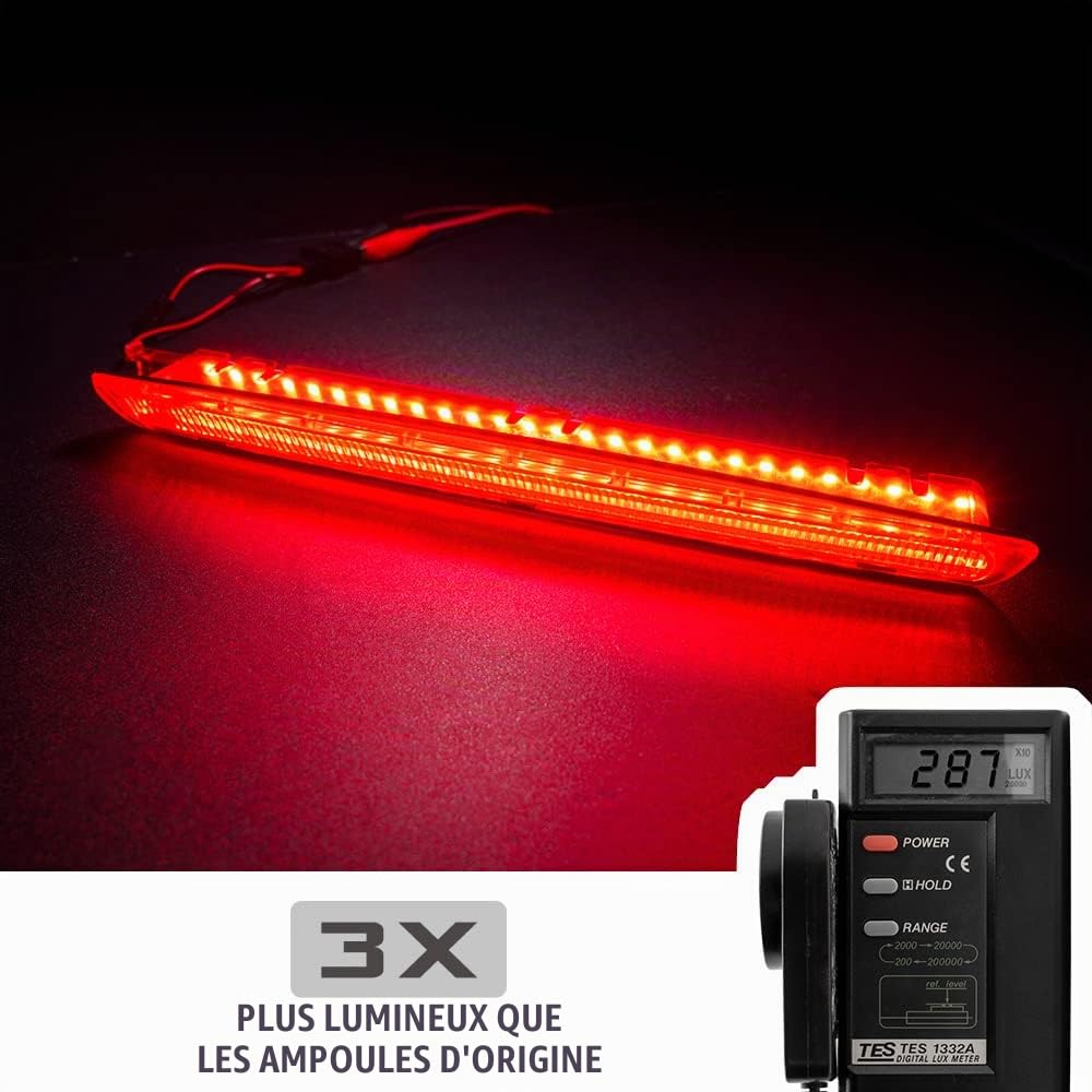 Lentille rouge LED rouge 3eme troisième feu stop pour Seat Ibiza 6J 6P Leon MK2 Feu stop central feux arrière OEM # : 6J0945097A 6J0945097B