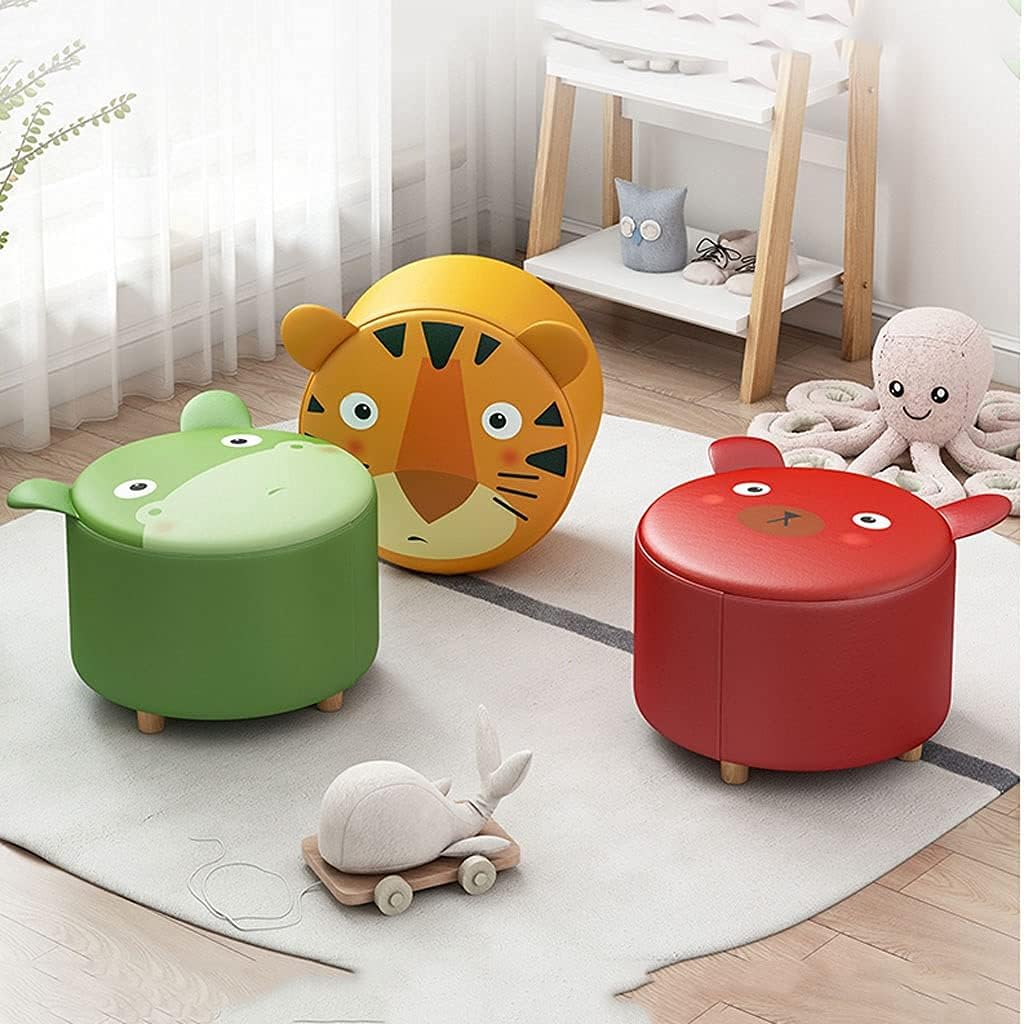 Minimalist Fashion Creative Solid Wood Stools Children's Wooden Stools Small Chairs Multifunctional Footstools Low Stools for Living Room Bedroom Casual/Pink B