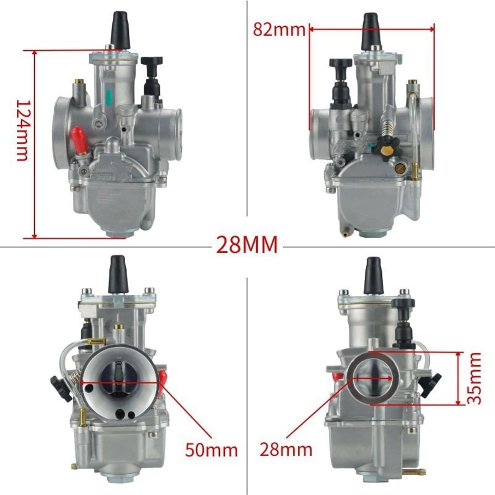 Gaźniki motocyklowe Pasuje do Keihin KOSO PWK 24 26 28 30 32 34 mm 2T 4T ATV Quad Go Kart Dirt Bike Scooter 50-250 cm3 Motocykl Gaźnik z dyszą Gaźnik motocyklowy(KPWK28)