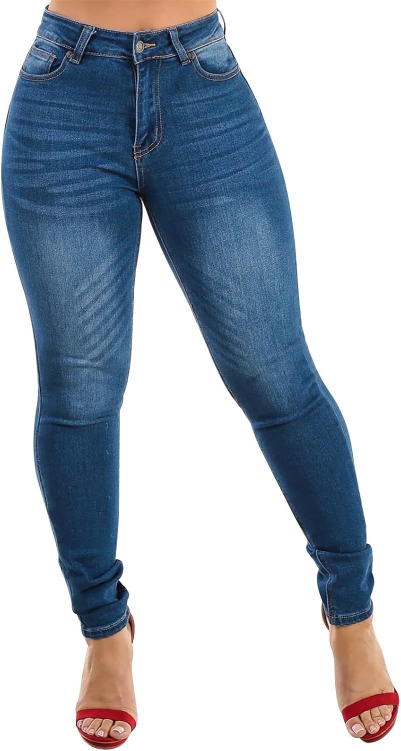 KUNMI Womens Curvy High Waist Stretch Butt Lifting Skinny Colombian Jeans
