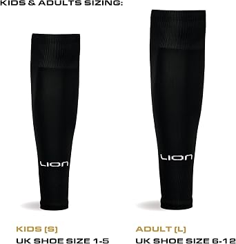 LION SPORTSWEAR Kids/Youth Football Sock Sleeves To Accompany Grip Socks - Fits Over Calf/Shin Pads - Variety Of Colors To Match Your Team Kit