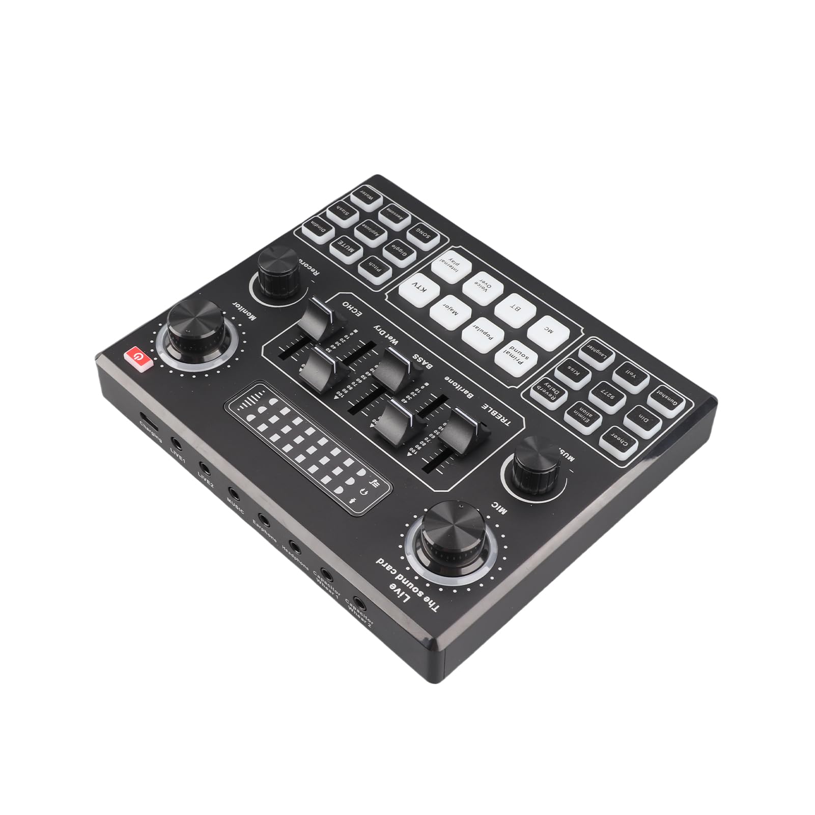 Eujgoov Intelligentes Soundkarten- und Mikrofon-Kit, ABS-Stahl, 12 Soundoptionen, Live-Streaming, Ideal für Podcaster und Musiker (Schwarz und Gold)