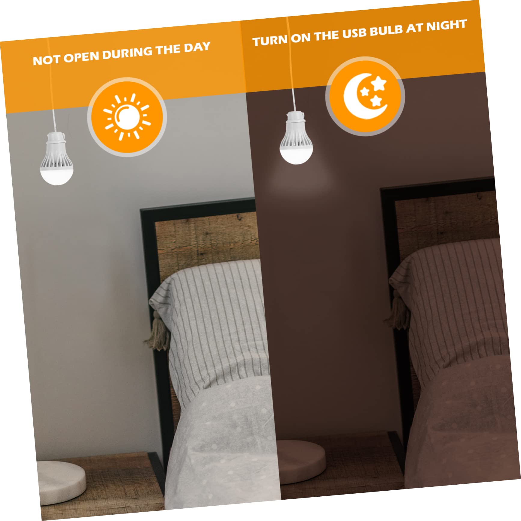 Hemoton 2pcs Portable USB Light Bulb Camping Lamp for Outdoor Use Easy to Install Lightweight and Rechargeable for Night Markets and Camping Activities