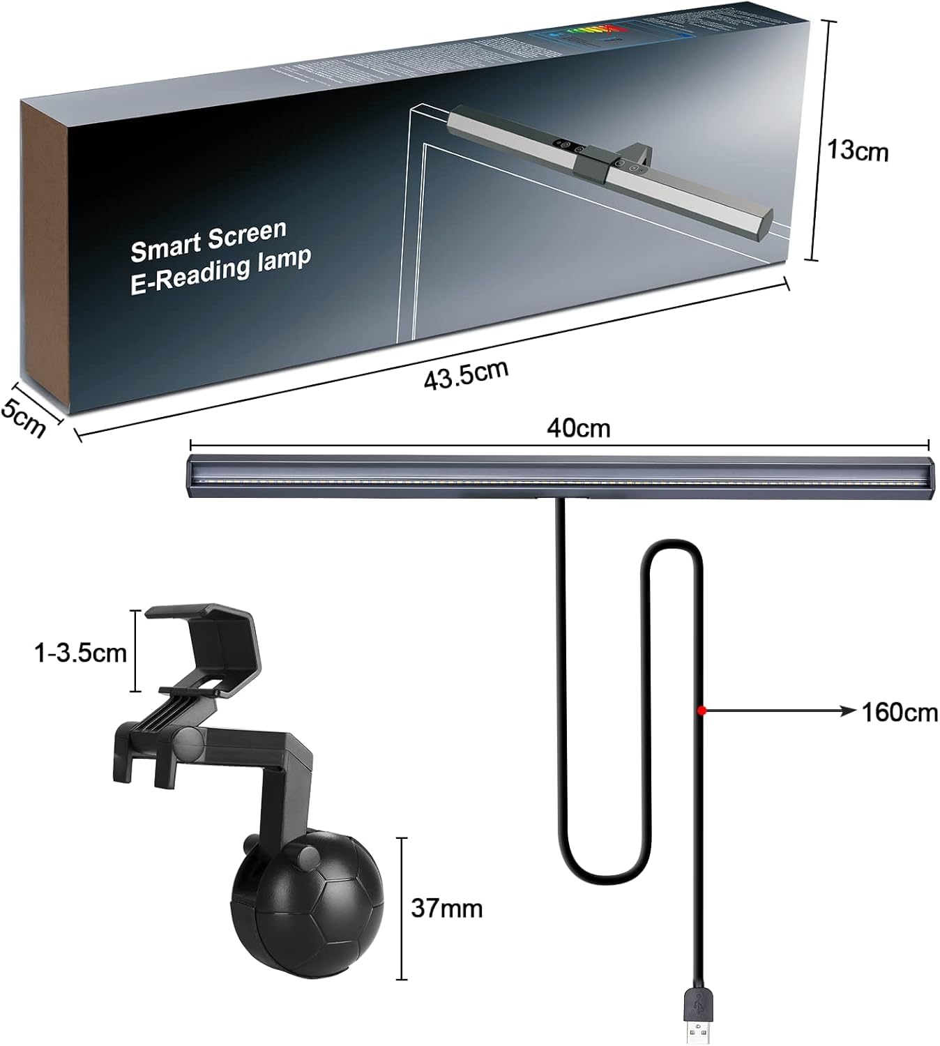 Anpro Monitor Lampe, Computer Monitor Light Bar mit Touchscreen, 3 Farbtemperaturen, stufenlose Einstellung, keine Blendung und kein Flimmern, Augen schützen, Grau