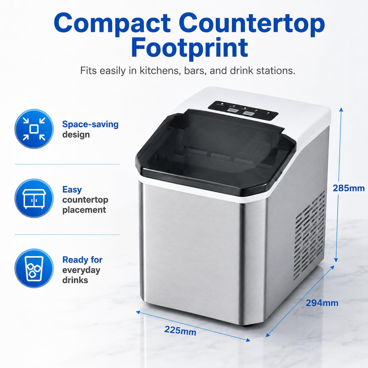 Produttore di Ghiaccio Portatile del controsoffitto, Produce 9 cubi in 6 Minuti, 26 lbs al Giorno, Funzionamento Silenzioso con Auto Pulito, Design Compatto per Le Feste dell'ufficio della Cucina