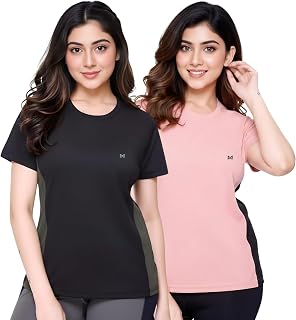 White Moon Women Sportswear Crew Neck T-Shirt – Lightweight Workout Top I Women Activewear Performance T-Shirt – Stretch Q... Price In India