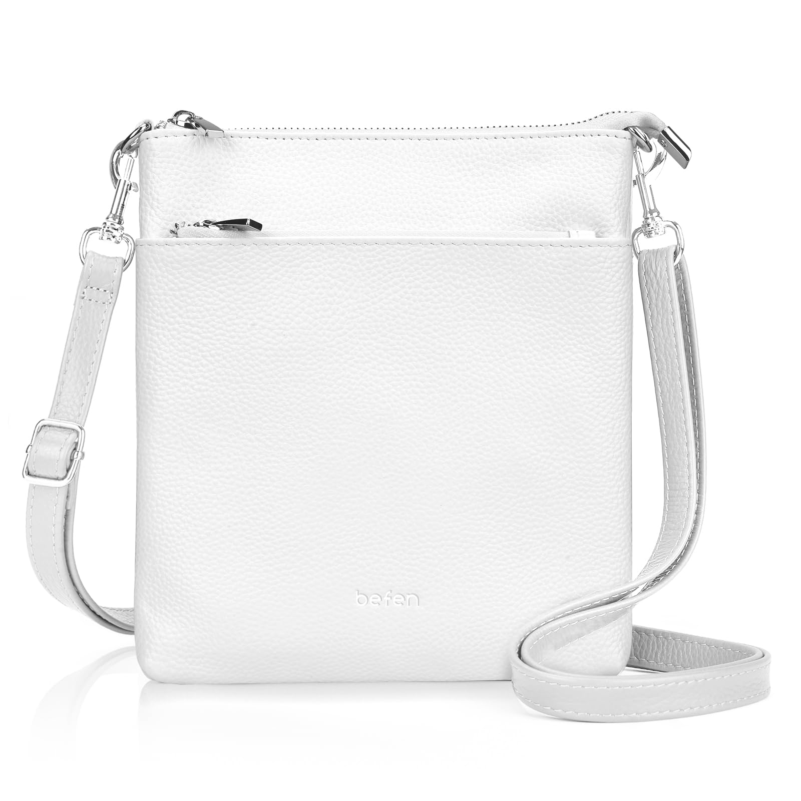 befen Echtleder Umhängetasche Damen Mittelgroß, Handtasche Damen Leder mit Handyfach, Klein Crossbody Bag Handytasche zum Umhängen mit Verstellbar Abnehmbar Schultergurt