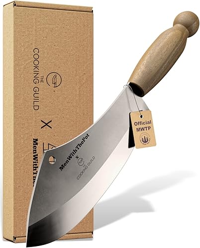 Miniatura 2 de The Cooking Guild x MenWithThePot - Cuchillo de carnicero profesional de 7.4 pulgadas y cuchillo de bushcraft - 4 pulgadas