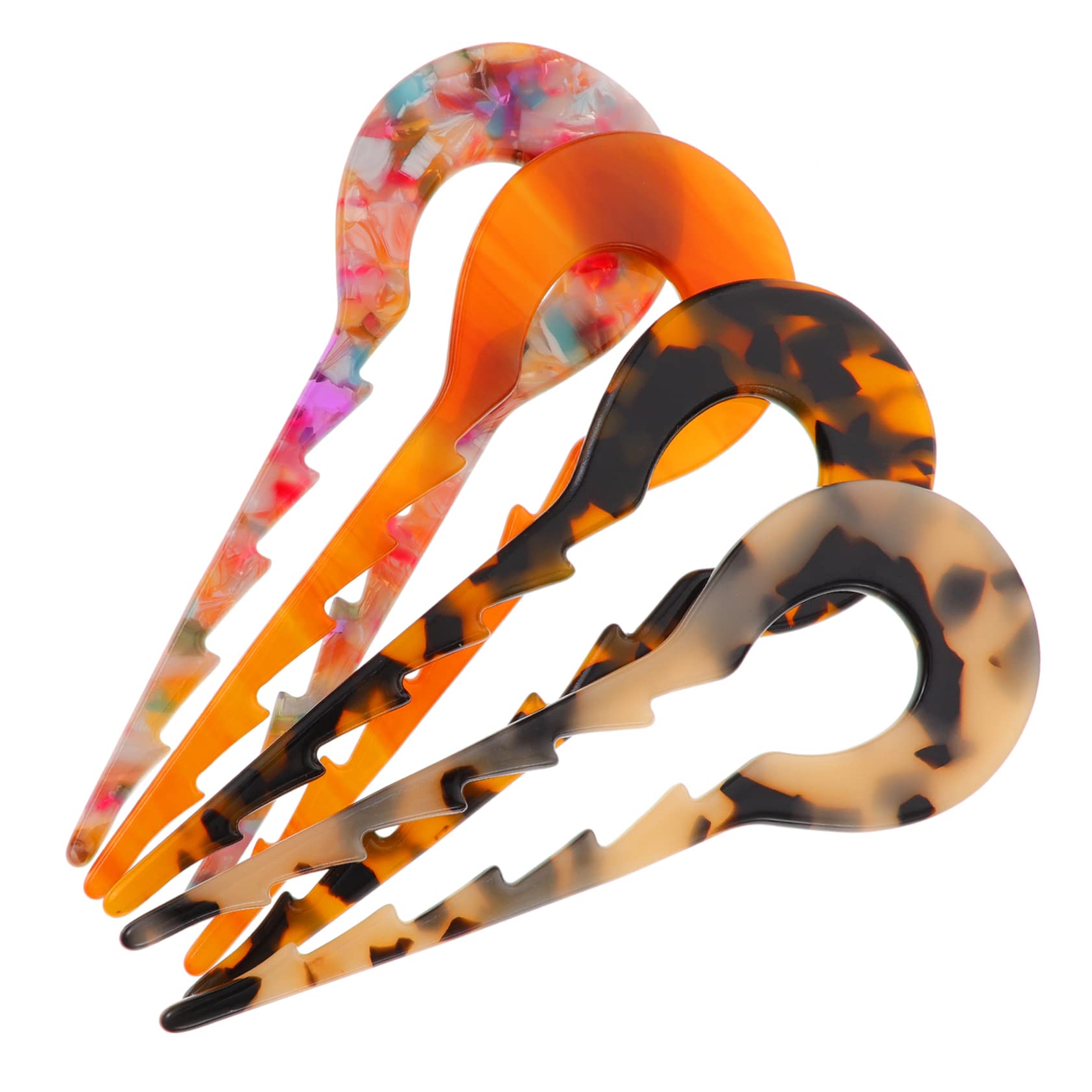 FRCOLOR 3er-set Stilvolle Acetat-haarnadel Pferdeschwanzhalter U-förmiger Haarstab Für Damen-haarknoten Haar-accessoires 4 Stück X 3