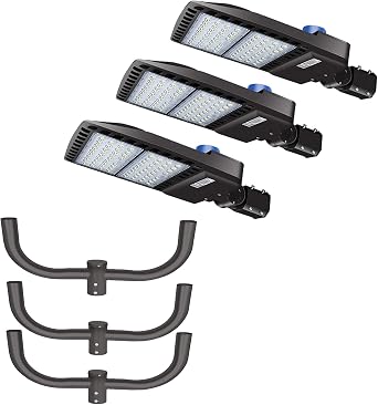 ledmo 200W 3 Pack LED Parking Lot Lights Bundle 3 Pack Double Bullhorn Bracket Outdoor Light Waterproof for Yard Warehouse Barn