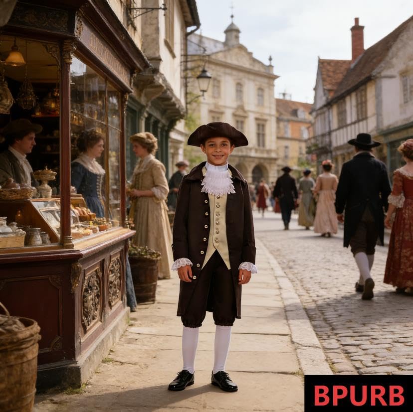 Image of BPURB Rococo Boy Colonial Costume Patriotic Boy Costume Deluxe Thomas Jefferson George Washington Alexander Hamilton Costume