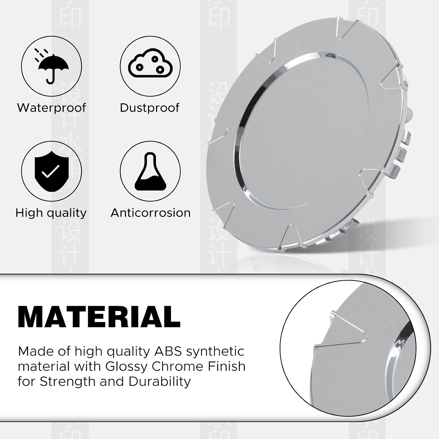 Wheel Hub Center Caps 18 inch Hubcap for Chromed Snap Replacement for 2007-2013 Cadillac Escalade/EXT/ESV 7 Spoke