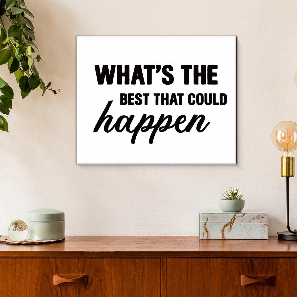 Modern Inspirational Wall Art Decor What's the Best That Could Happen Print Picture Positive Wall Decor for Home Living Room Bedroom 8x10 Inch Canvas Framed image 4