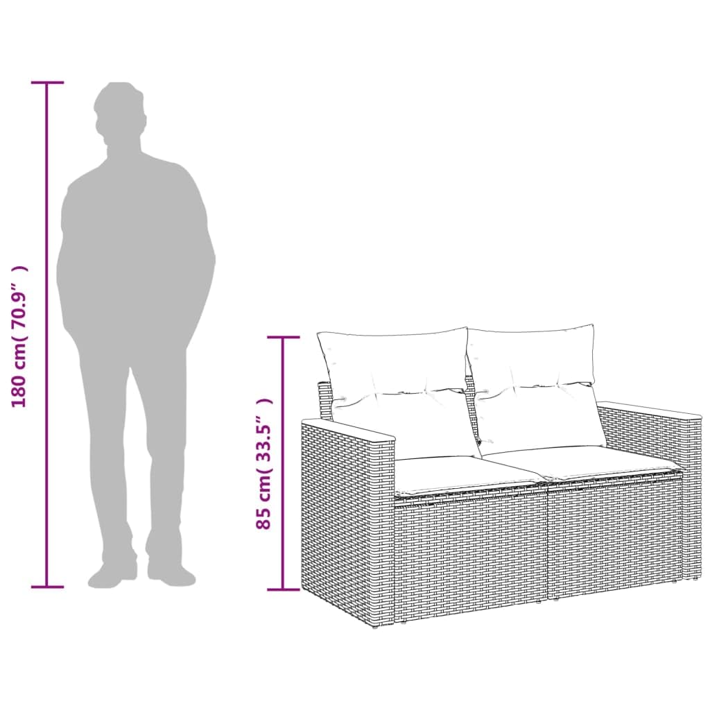 Myheimly Gartensofa mit Kissen 2-Sitzer Schwarz Poly Rattan Schwarz mit Stauraum 3041954de