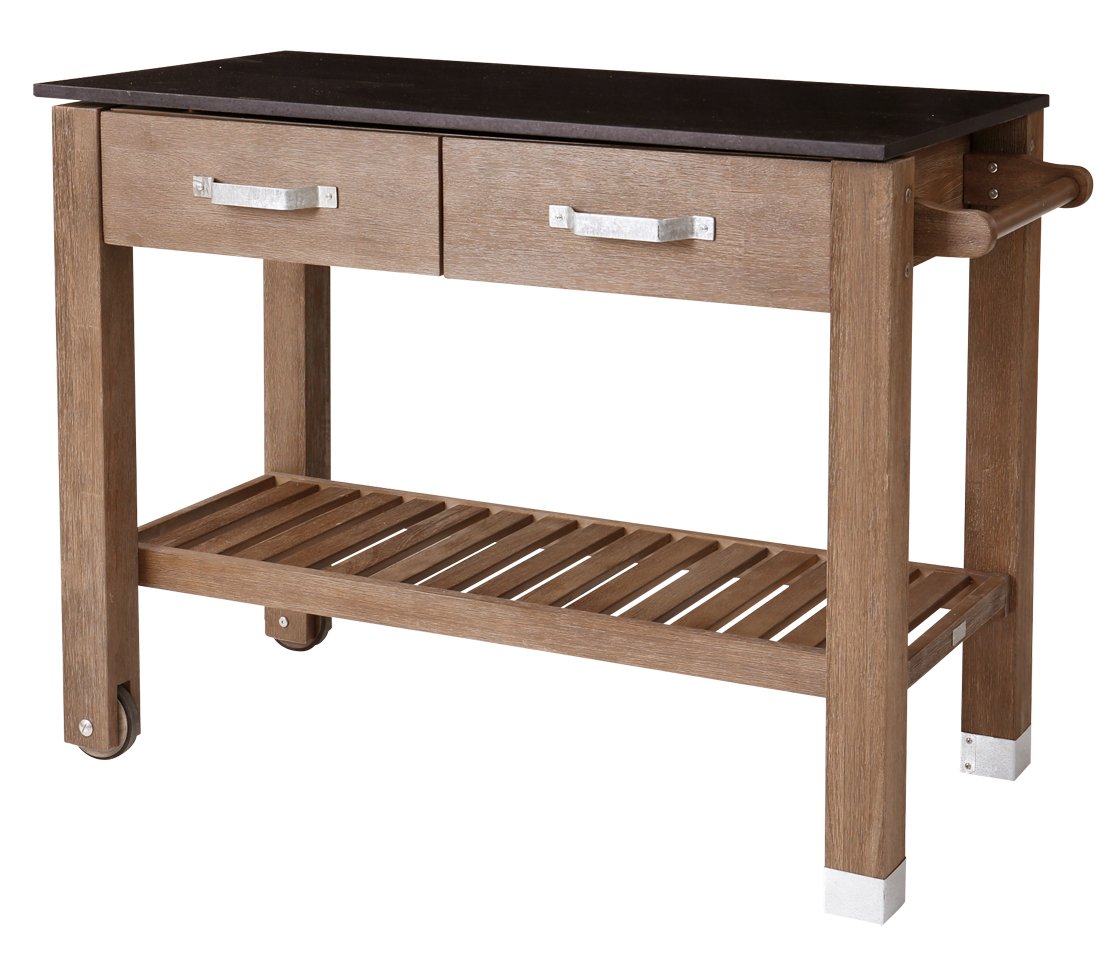 Dehner Premium Holzpflanztisch Windsor, ca. 110 x 55 x 84 cm, aus FSC® - zertifiziertem Akazienholz, braun / schwarz
