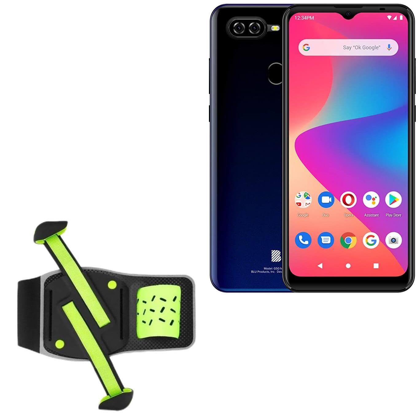 BoxWave Holster Compatible with BLU G50 Mega (2022) - FlexSport Armband, Adjustable Armband for Workout and Running - Stark Green