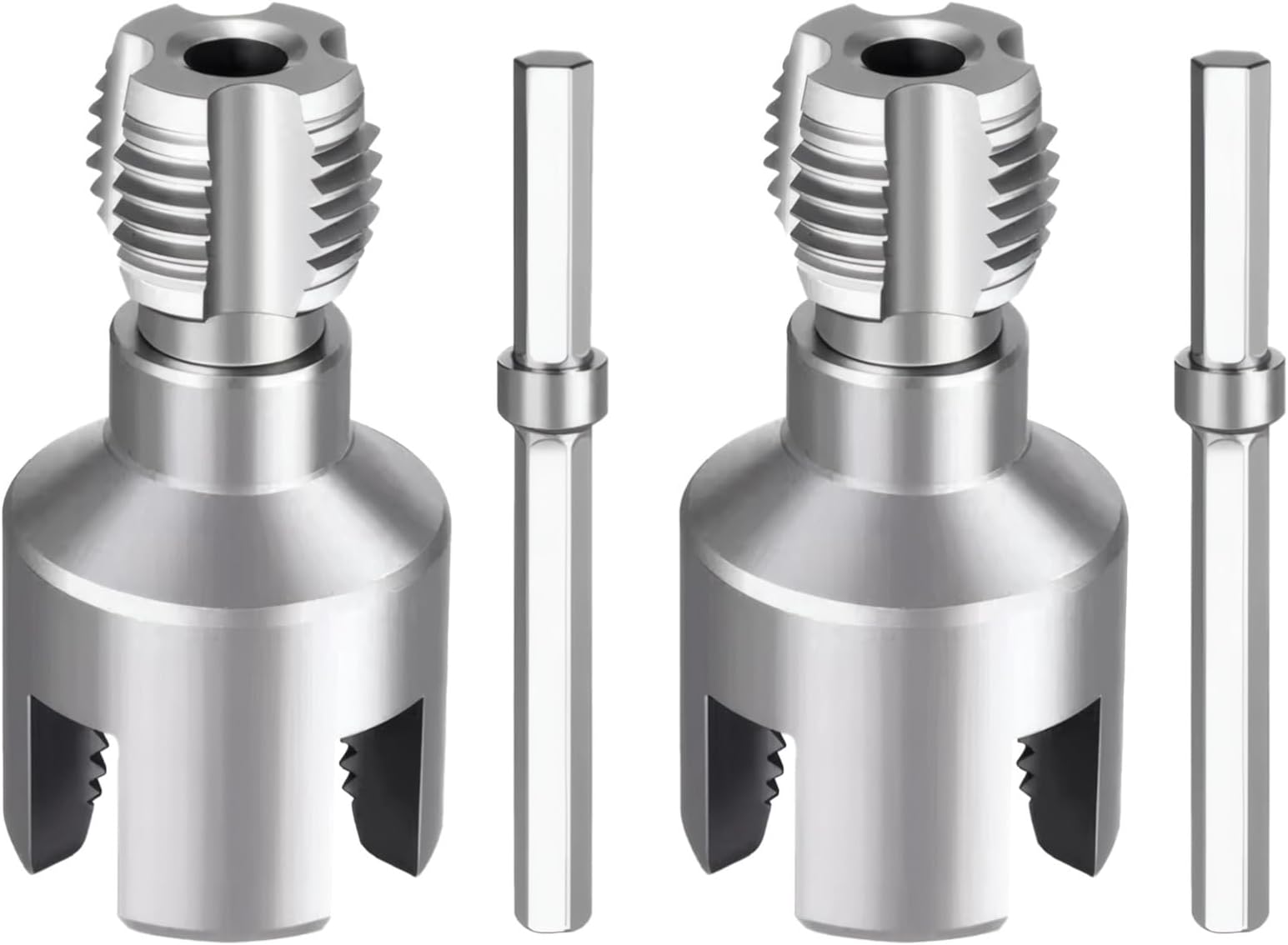 2 Pcs Water Pipe Threading Tool Set, 1/2 & 3/4 in for Home, Plumbing, Industrial Use, Integrated Internal & External Faucet Threader Kit, Carbon Steel PVC Pipe Threader