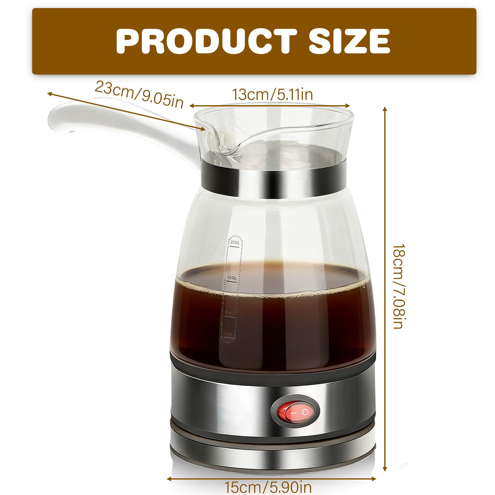 Leikurvo Elektrische Türkische Kaffeemaschine: 500ml Türkischer Kaffeekocher Turkish Coffee Pot Elektrische Kaffeekanne Teekanne Espressokocher Camping Kaffeekocher Mokkakanne Turkish Coffee Maker