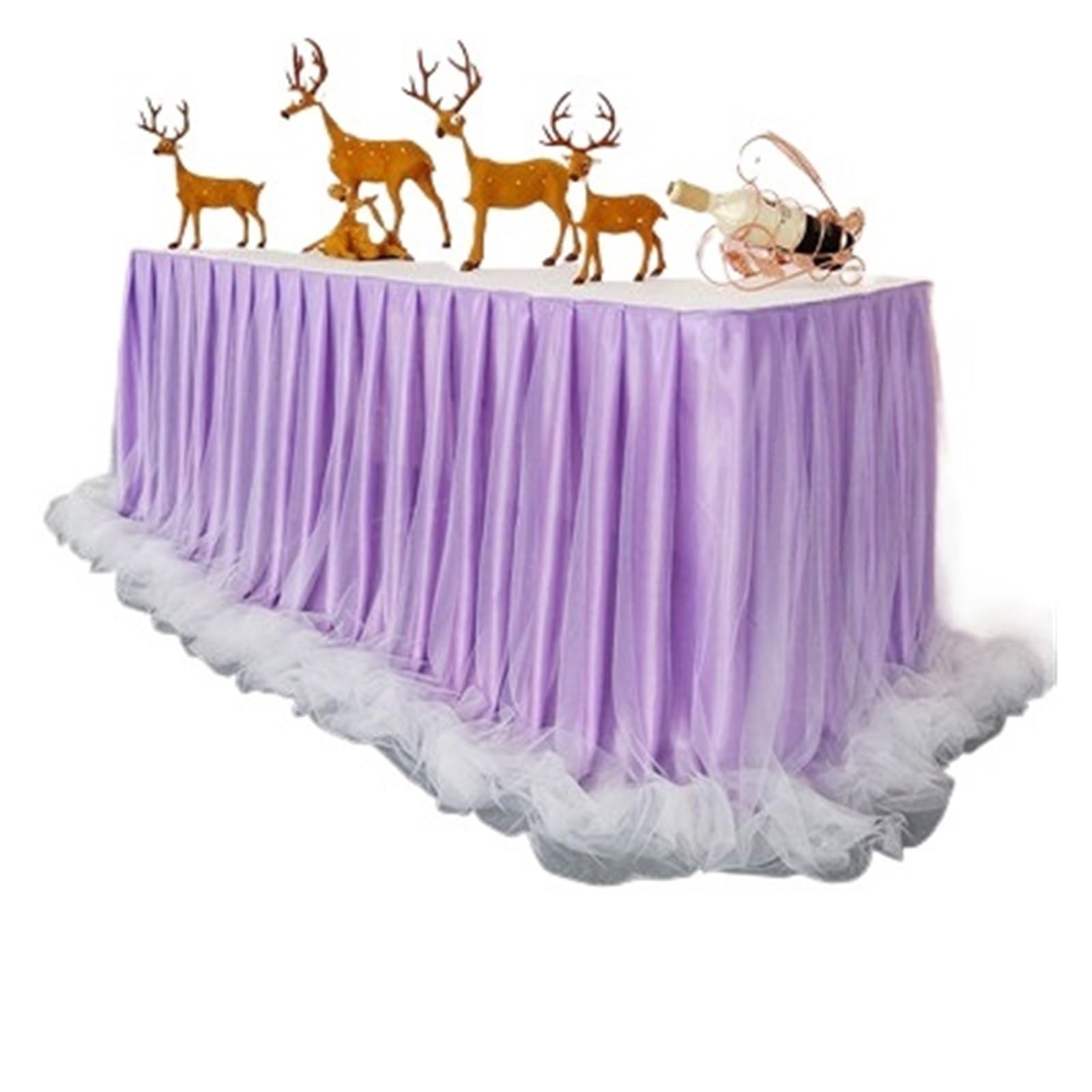 LuoAXINN Tutu Table Skirt Chiffon Organza Wedding Table Skirt for Cloth Party Banquet Decoration Skirting(Lavender)