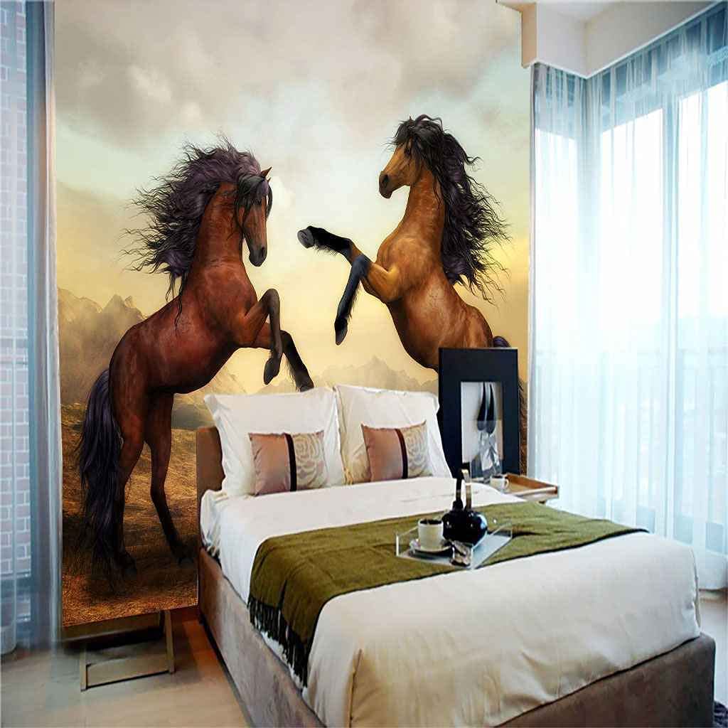 Papel Pintado Fotomural 3D Pareja De Animales Caballo Póster De Pared Extraíble Peel And Stick, Fondo De Tv, Calcomanía Decorativa Para Pared, Arte De Pared Para Habitación De Niños, Sala De Estar, D