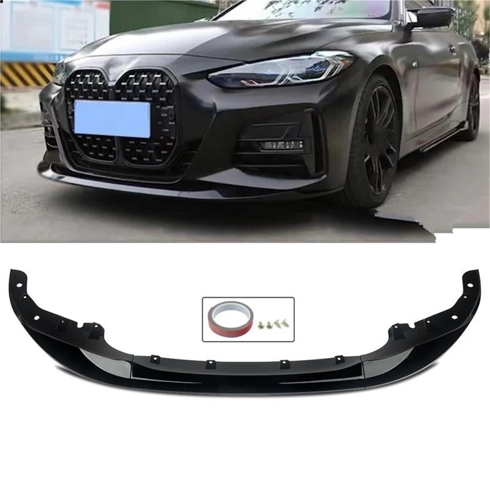 Kit De Carrosserie De Pare-Chocs Avant Noir avec Becquet pour BMW Série 4 G22 G23 2020-2022 Kit De Carrosserie Tuning Becquets Avant