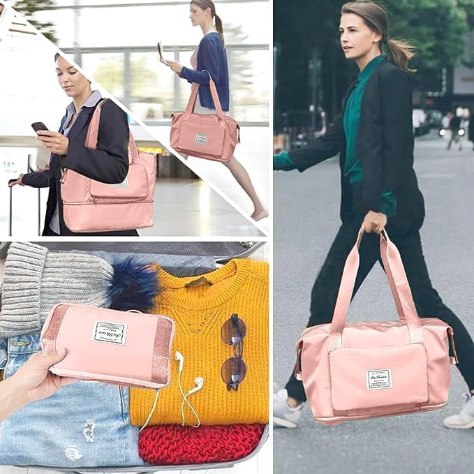Image of TEKCOOL Nylon 41 Liter Expandable Travel Bags for Women, Duffle Bags for Women Luggage, Foldable Vanity Traveling Bag, Waterproof Hand Bag for Ladies Personal Items(Peach)'