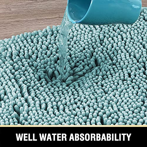 H.versailtex Bath Mat Bath Rug For Bathroom Luxury Chenille Bathroom Rug Mat Extra Soft And Absorbent Microfiber Shaggy Rugs Non Slip Rug Quick Dry Bath Mat Washable, 20 X 32 Inches, Canal Blue #TOP4