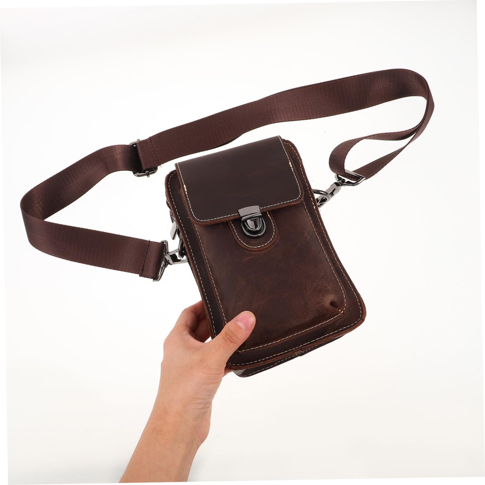Skórzana Torba Telefon Crossbody z Regulowanym Paskiem Mężczyzn i Kobiet Wielofunkcyjna Saszetka Co Dzień Podróże i Casualowe Wyjścia
