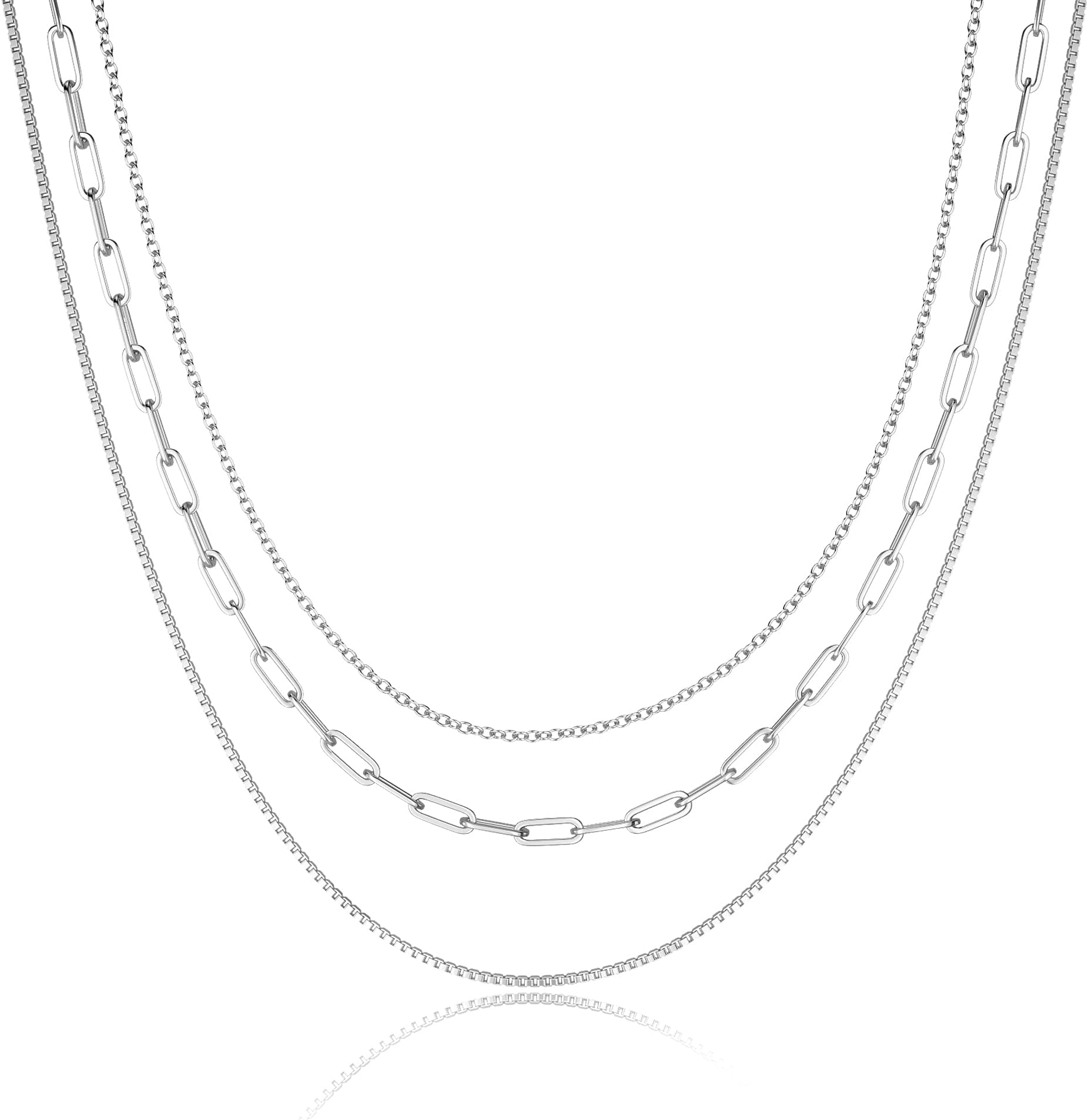 Women's Layered Necklace Set - 3 Piece Dainty Gold Jewelry for Everyday Stacking | 14K Gold Plated Snake Chain, Rope Chain, Cuban Chain | Adjustable Length 14-18.5 Inch | Gift Ready