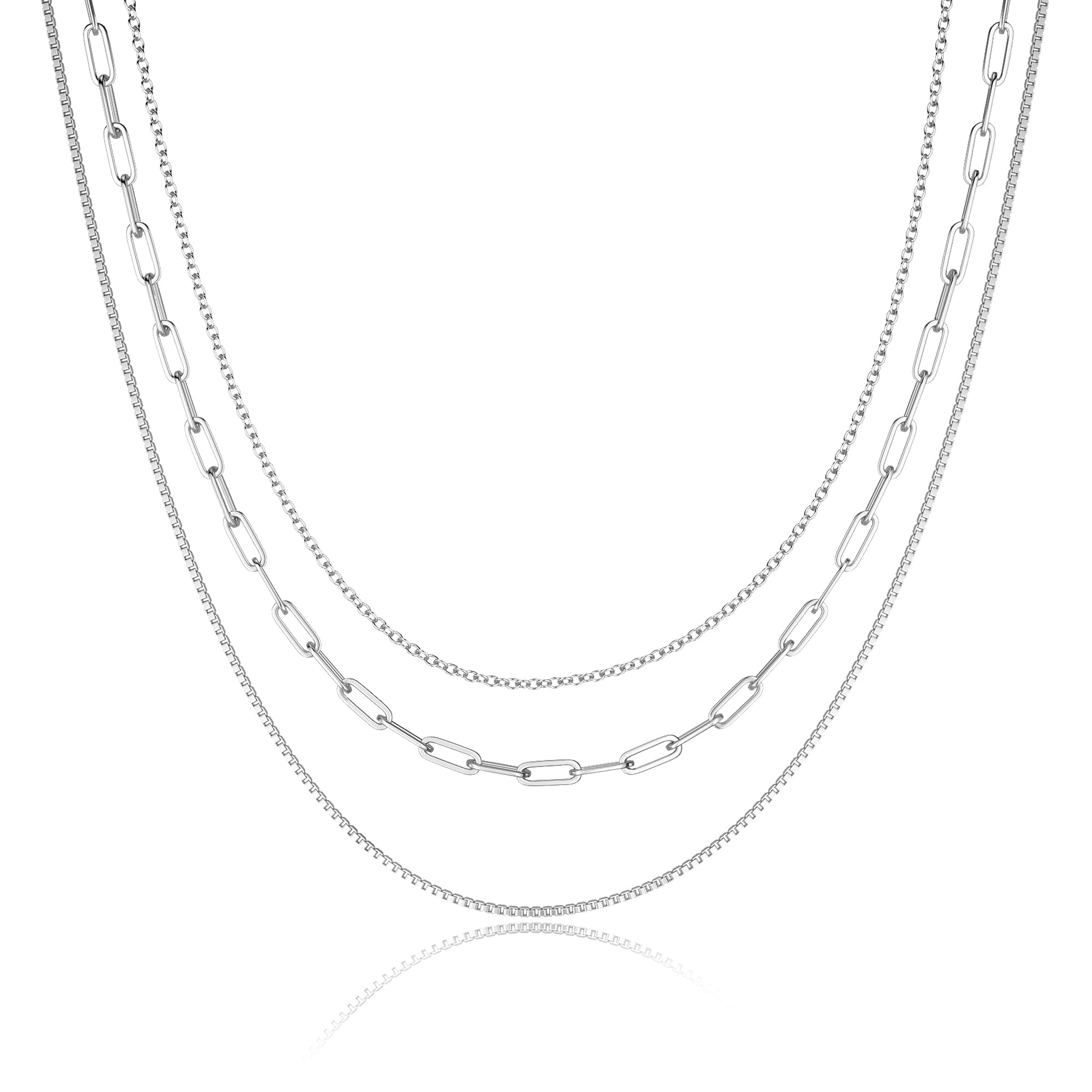 Freekiss Women's Layered Necklace Set - 3 Piece Dainty Gold Jewelry for Everyday Stacking | 14K Gold Plated Snake Chain, Rope Chain, Cuban Chain | Adjustable Length 14-18.5 Inch | Gift Ready