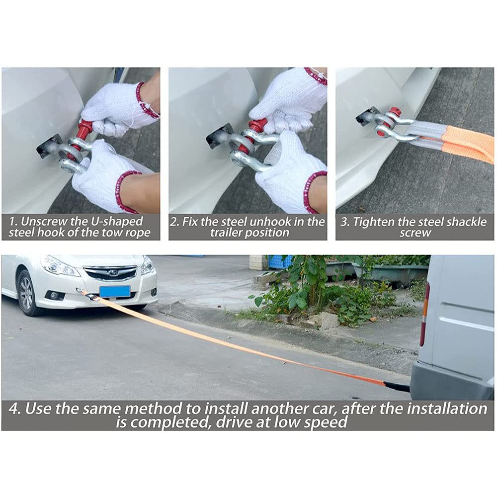 Fune da Traino, Rimorchio per Auto con Fune per Rimorchio per Auto, Fascio Di Rimorchi Fuoristrada Addensato a Doppio Strato con Fune Di Trazione per Tenditore, 15T/5M