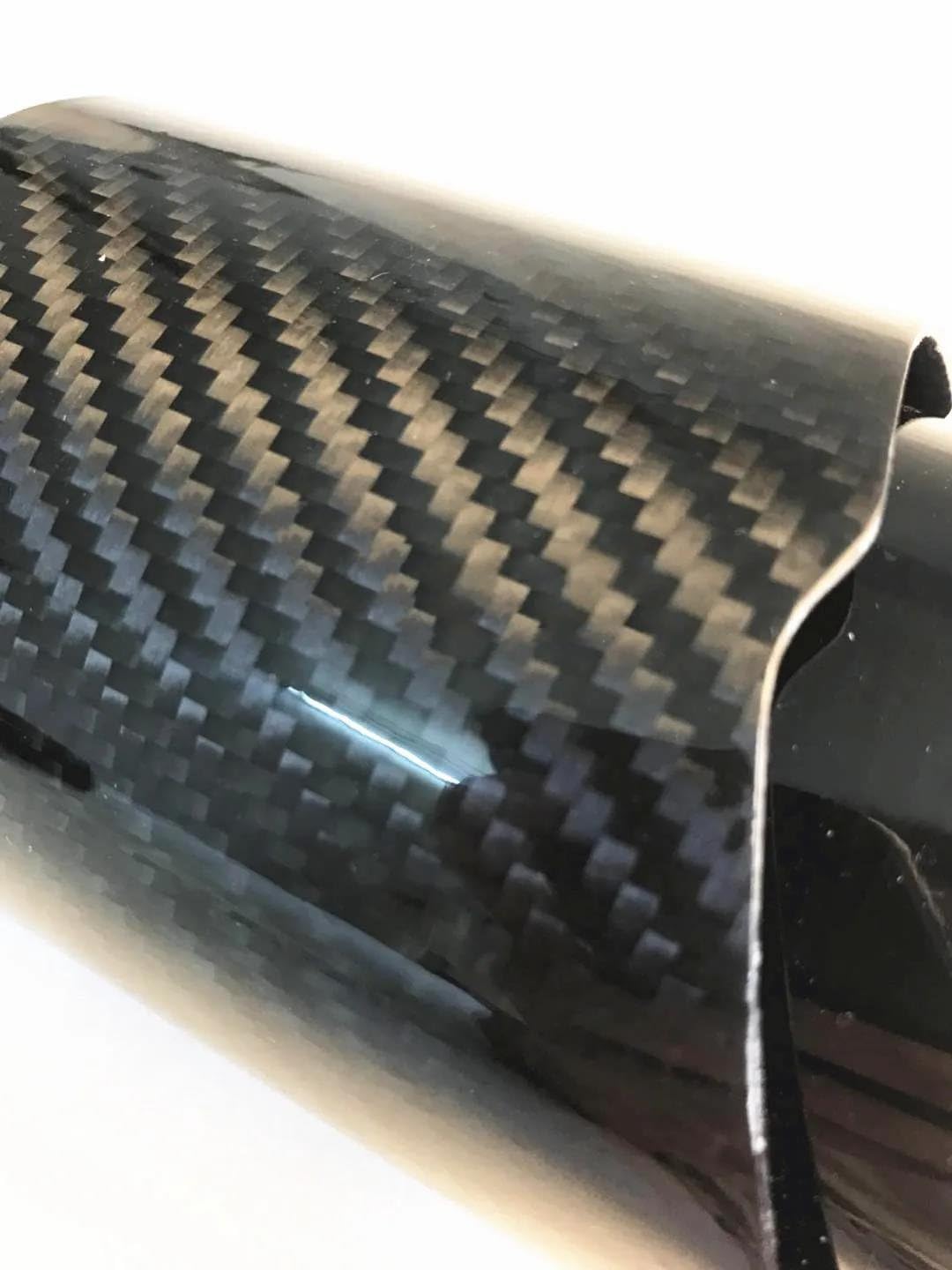 Auto Endrohre 1 PC Universal Dual Glossy Black Automobile Auspuffrohr Schalldämpferrohr Carbon Fiber Auspuffspitze Universal Modification Auspuff Endrohr(63-101mm)