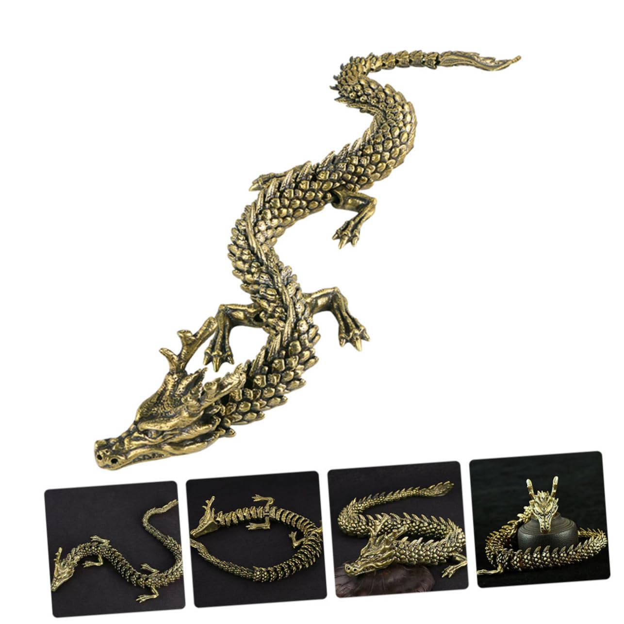 IMIKEYA Figura Decorativa de Dragón de Cobre Dorado para Escritorio
