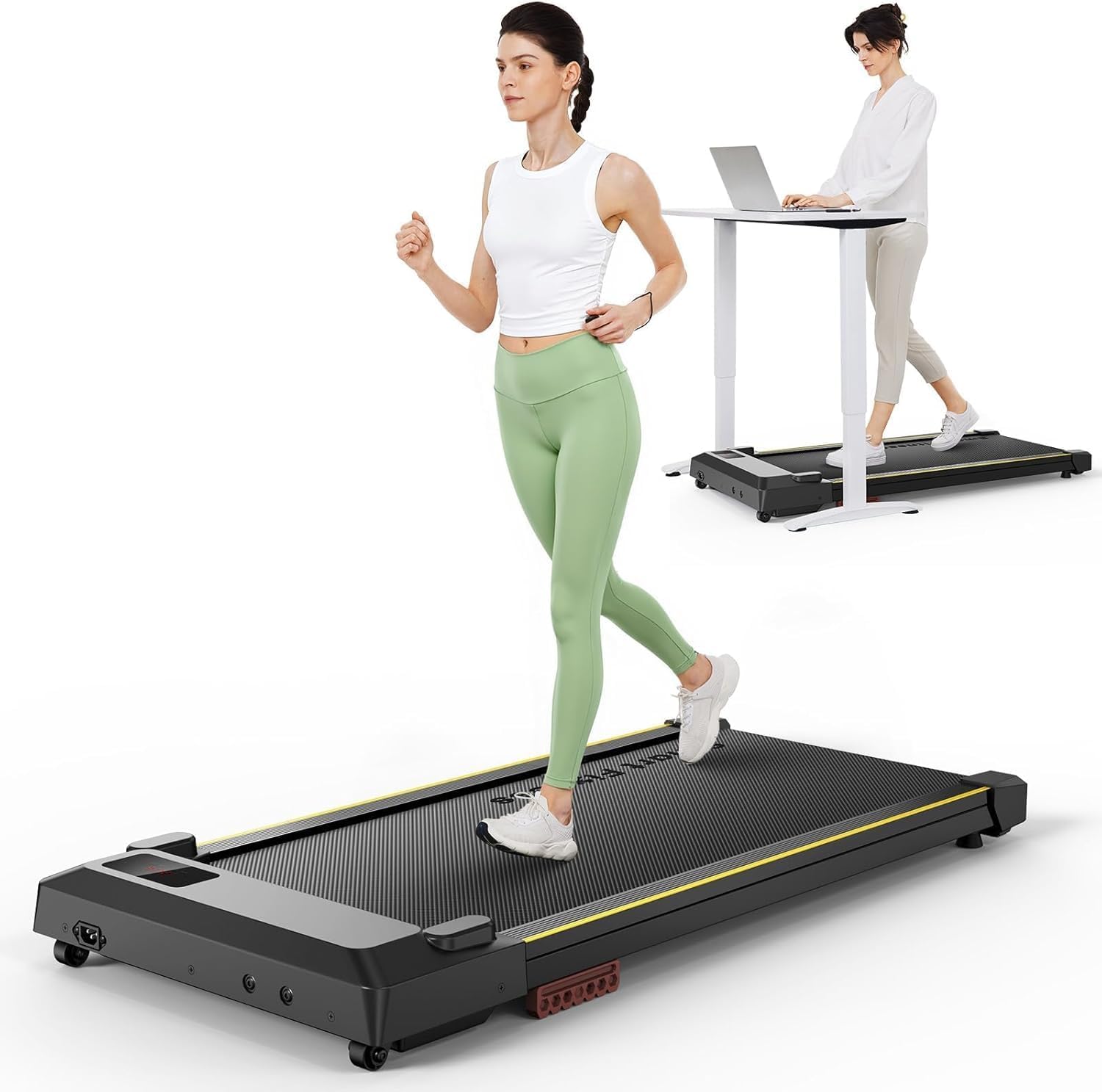 UREVO Walking Pad, Under Desk Treadmill for Home Office, Portable Desk Treadmill with Double Shock Absorption Remote Control LED Display, 265 Lb Capacity