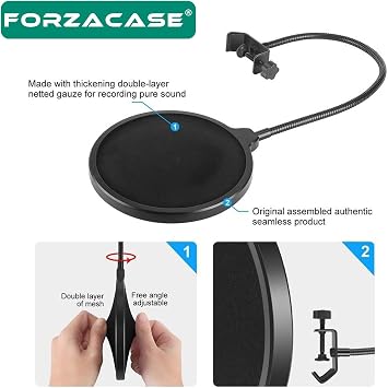 Çift Katmanlı Stüdyo İçin Mikrofon Pop Filtre Canlı Yayın, Müzik Pop Filter - FC1089