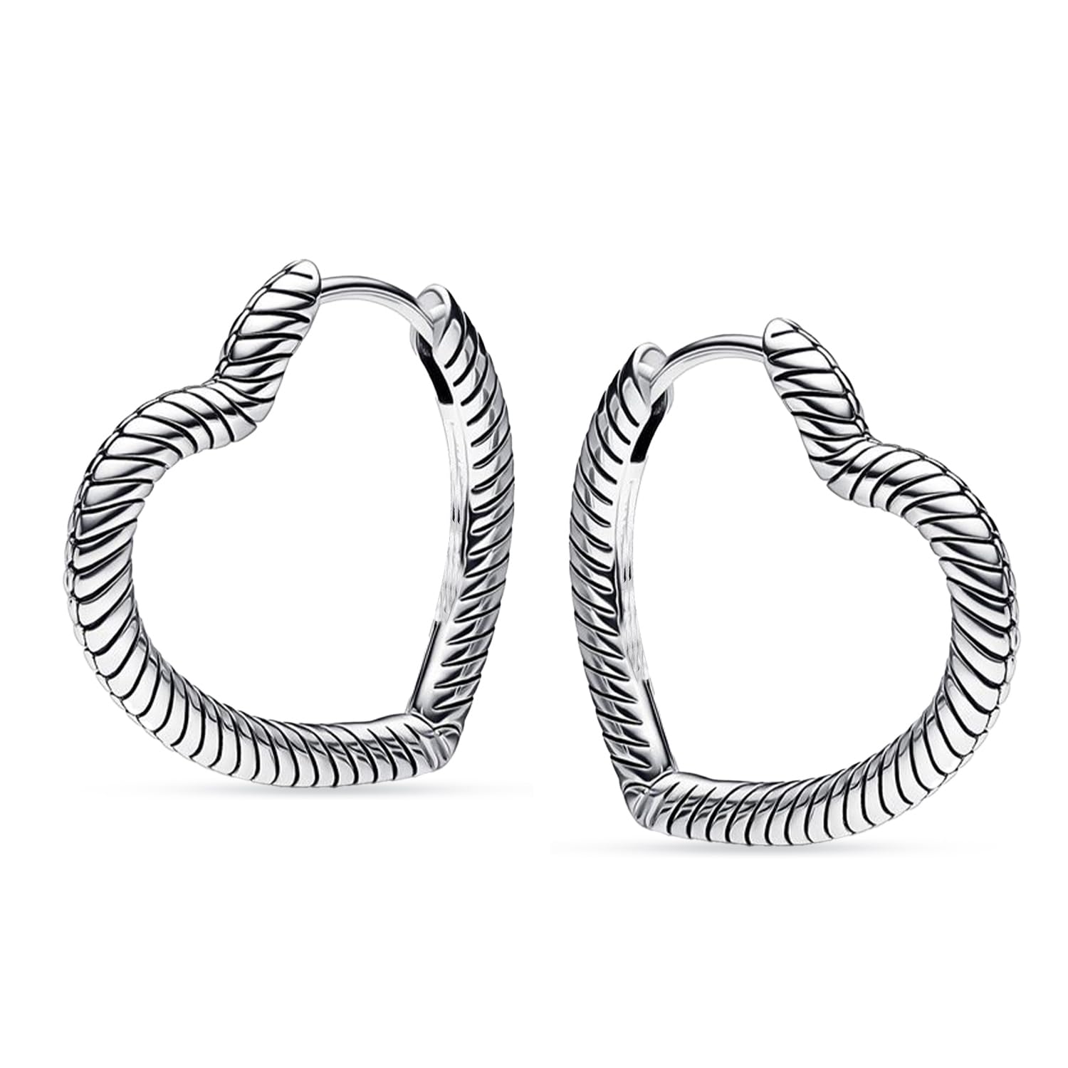 LeCalla Orecchini a cerchio in argento sterling 925 classico amore cuore per le donne, S, Argento sterling, Non pietra preziosa