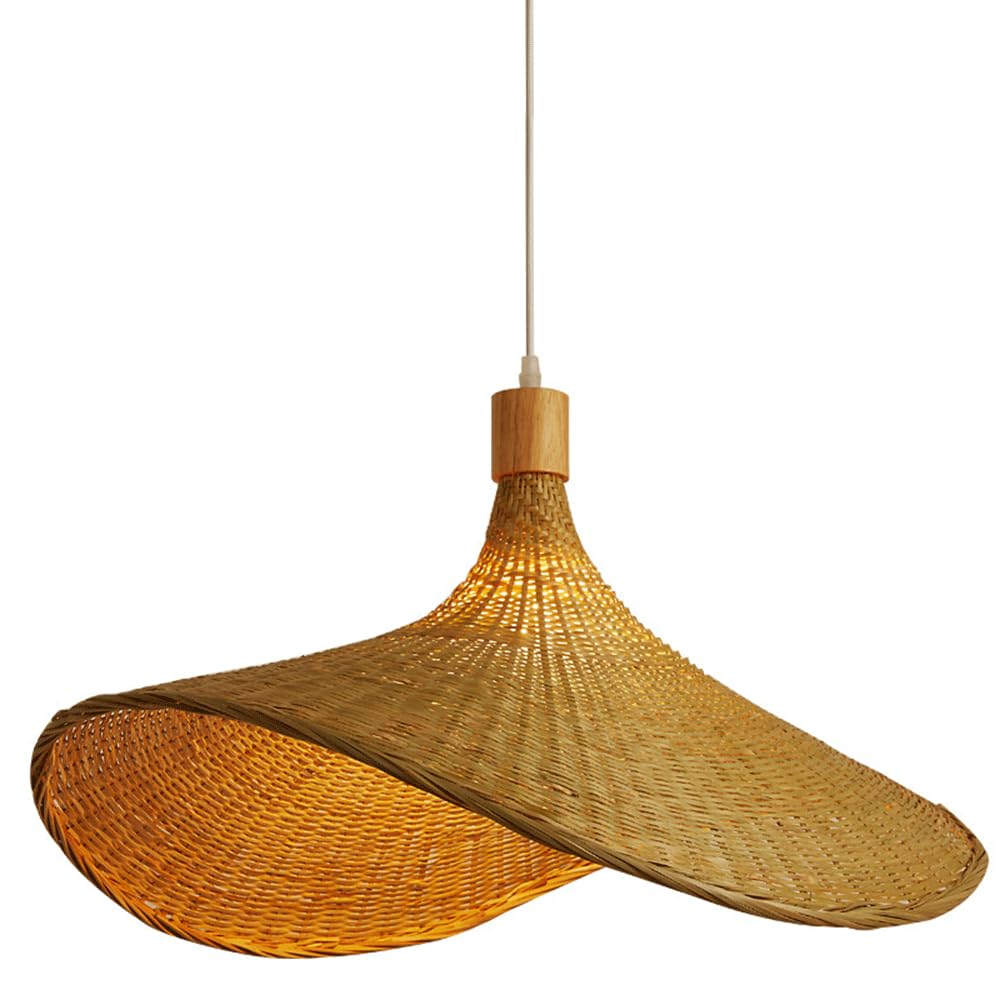CJSLXGBL Rattan Handwoven Pendant Lights Adjustable Bamboo Wicker Hanging Lamp, Pendantt Light Fixture With Drum Basket Shade 1 Light Woven Pendant Light For Hanging Lamp For Living Room Bedroom