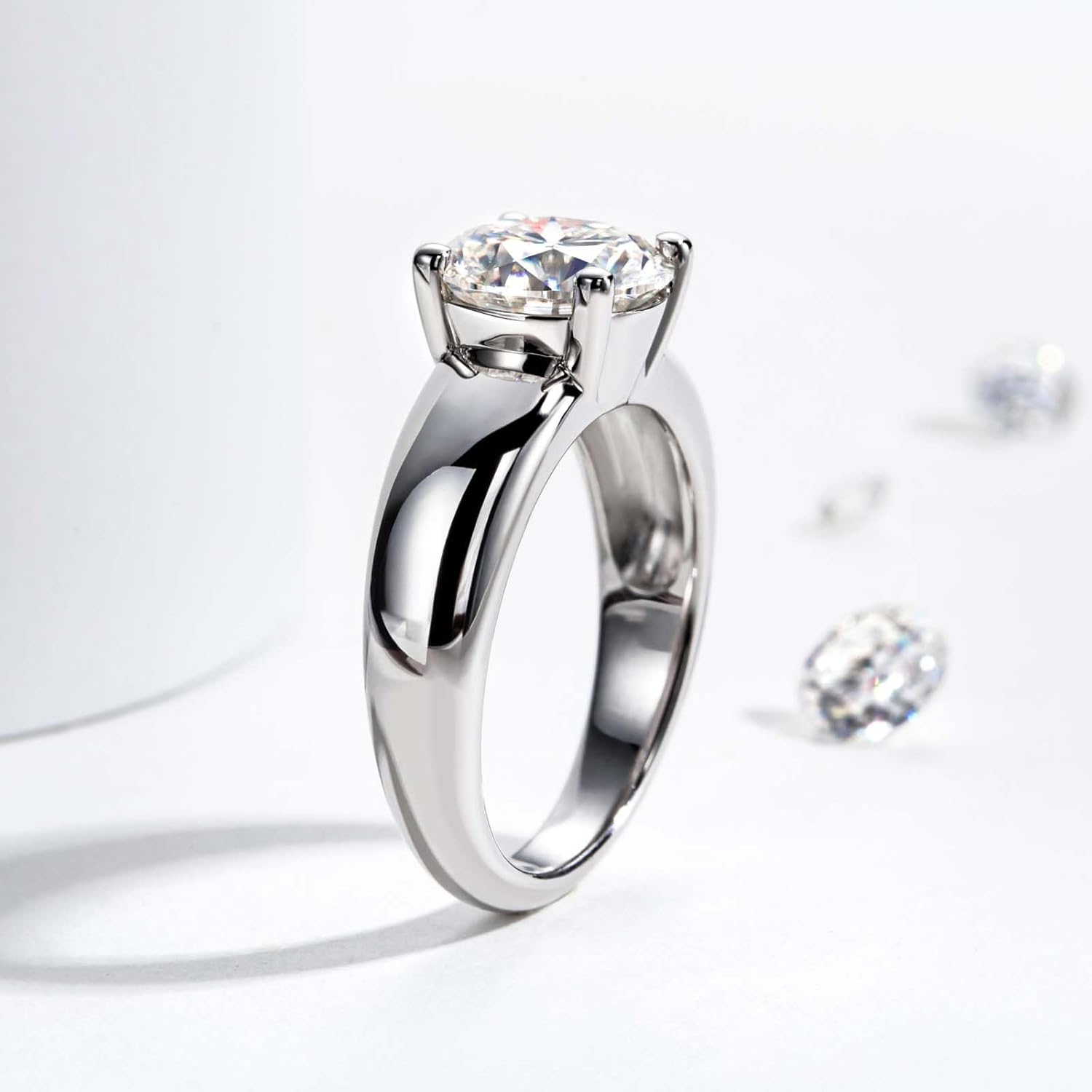 Moissanite Engagement Ring, 3CT D Color Solitaire Moissanite Rings 14K Gold Plated 925 Sterling Silver Moissanite Wedding Band Promise Rings for Women with Certificate - Image 3