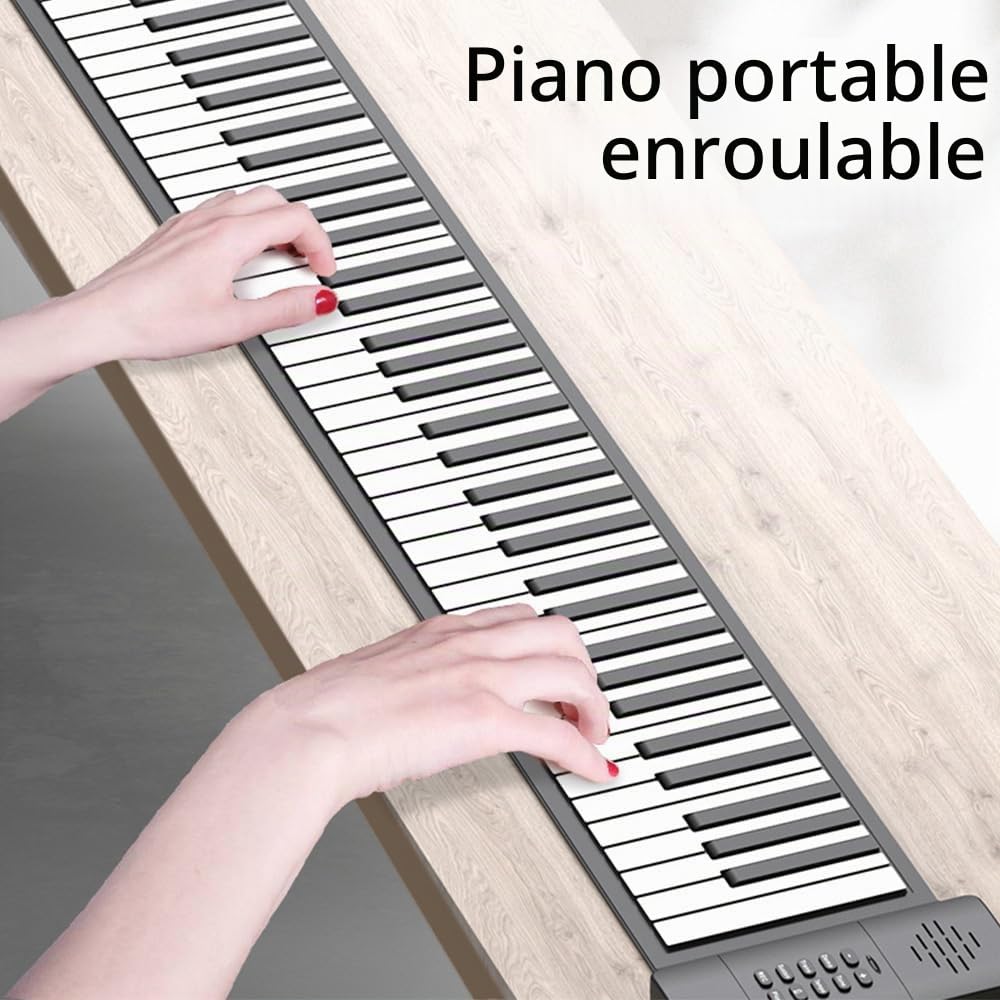 Btuty Clavier Électronique Portable à 88 Touches - Piano Pliable en Silicone Avec Haut-Parleur - Pour Usage Professionnel et Domestique