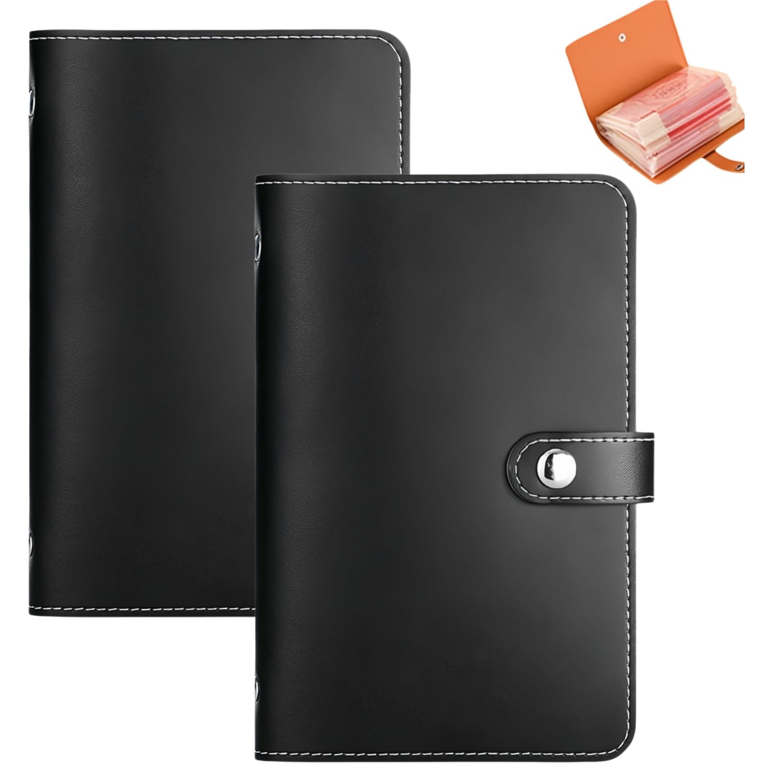 2PCS 100 Envelopes Saving Challenge,Money Saving Wallet & Budget Binder,Savings Challenge Book for Couples,Savings Challenge Book Organizer,Cash Budget Money Saving Book for Offices & Home #Black