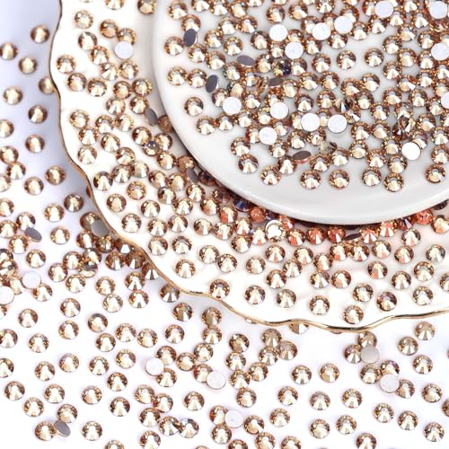 Image of 10000PCS Golden Shadow Rhinestones Bulk, Flat Back Crystal Glass Stone Round Gems,SS20, 4.6-4.8mm