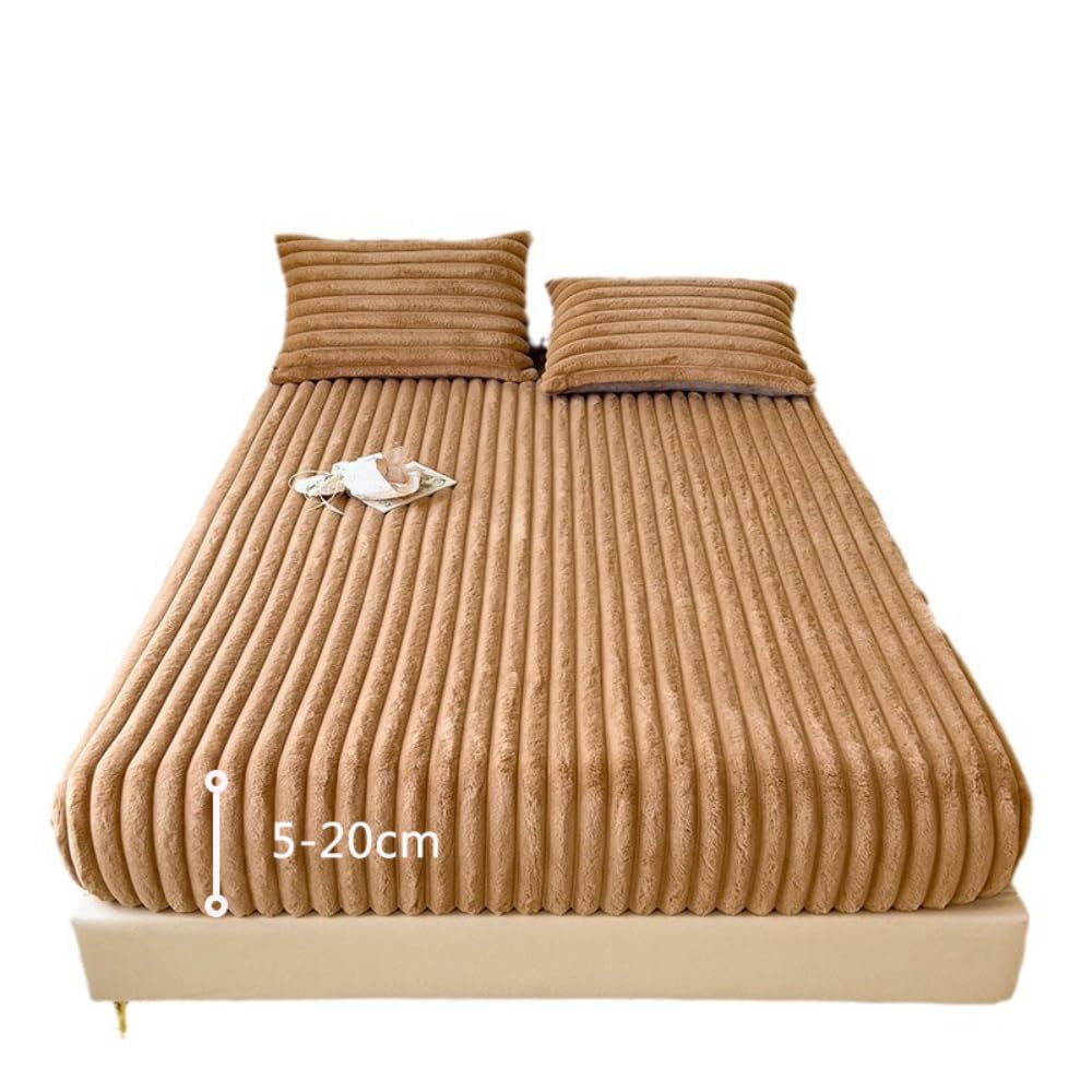 Protector De Cama Ajustable, Funda De Colchón De Piel para Otoño E Invierno, Funda De Colchón Ajustable con Tiras Elásticas-Pink||150x200cm