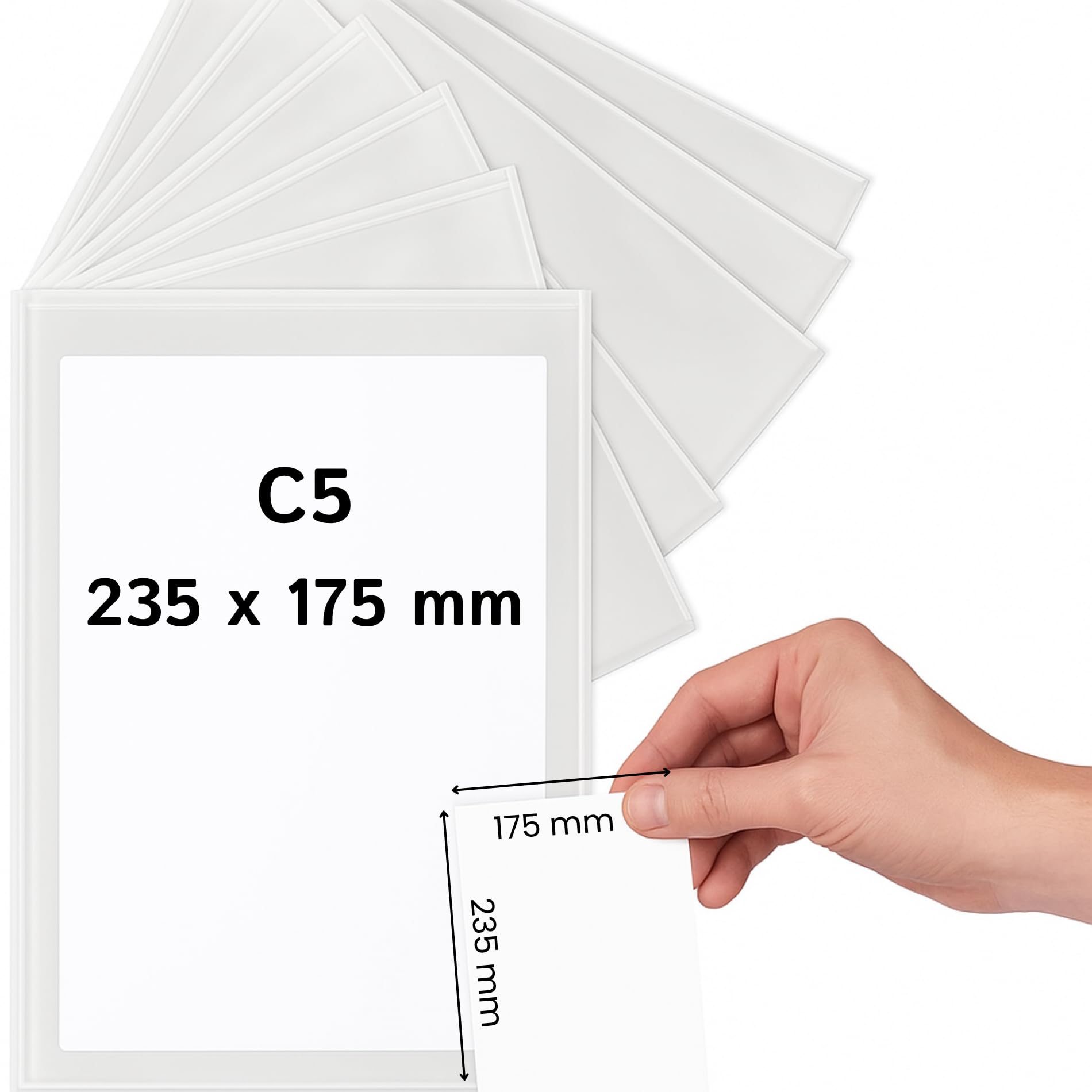 Lieferscheintaschen Selbstklebend DIN C5 - Transparente Selbstklebende Versandtaschen für Lieferscheine 235x175 mm - Begleitpapiertaschen 1000 Stück - Lieferscheintasche Versendungstüten