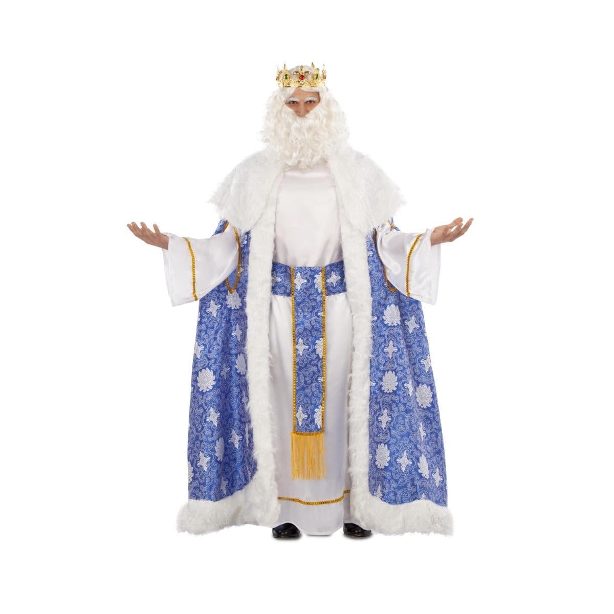 My Other Me - Disfraz Rey Mago Melchor blanco y azul hombre adulto M/L | Incluye capa, túnica y cinturón en blanco y azul